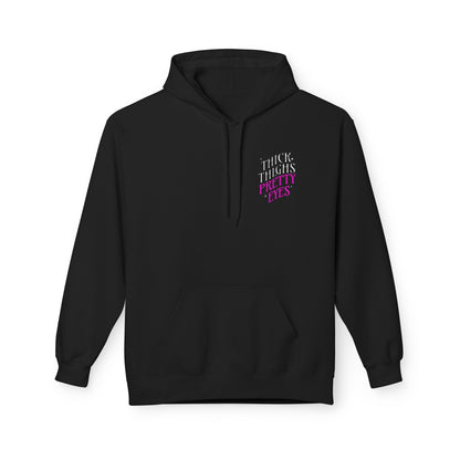 Black hoodie with text on a white background