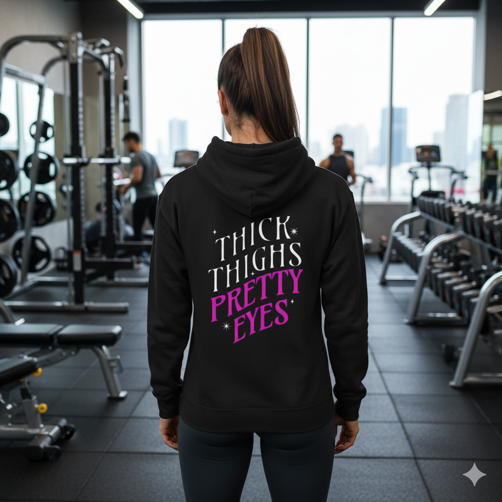 Thick Thighs Pretty Eyes Wmns Hoodie