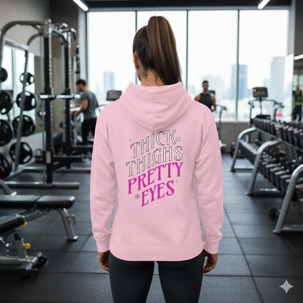 Thick Thighs Pretty Eyes Wmns Hoodie
